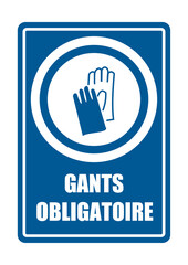 Obraz premium gants obligatoire equipement sécurité travail EPI icones rond et fond bleu