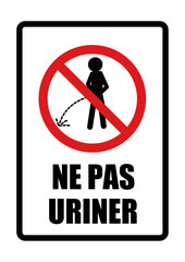 ne pas uriner interdit panneau interdiction fond rouge et noir