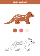 Color cute cartoon tiger quoll. Worksheet for kids.