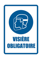 visière obligatoire equipement sécurité travail EPI icones rond bleu