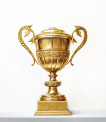 Fototapeta na wymiar Realistic Golden Trophy For Winner