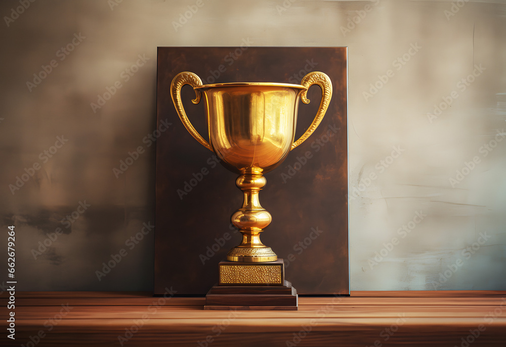 Wall mural realistic golden trophy for winner