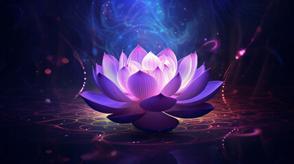 Glowing purple lotus flower magic