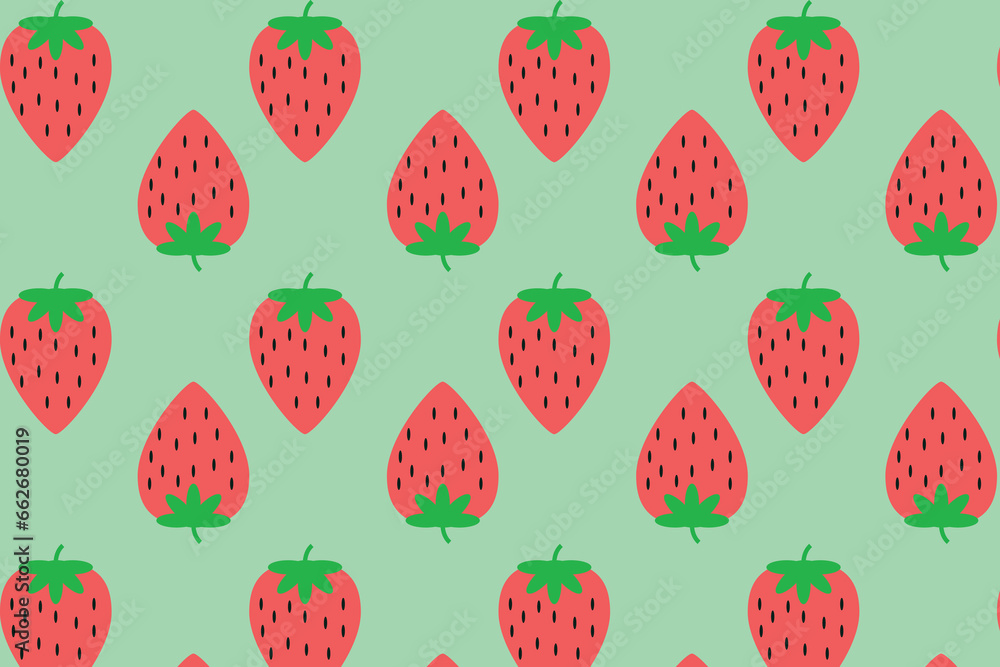 Poster red strawberry seamless pattern. fabric texture with fruit.