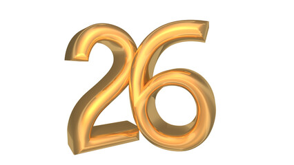 Creative design yellow 3d number 26