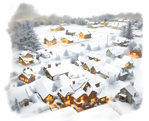 white Christmas snowy village landscape background