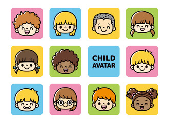 Multinational children's face icons