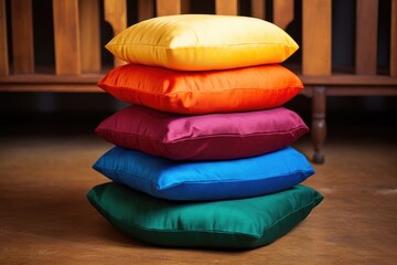 set of meditation cushions in seven different colors for each chakra