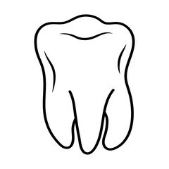 Molar tooth linear doodle icon. Tooth pain, gum problem, dental treatment, dental care, wisdom tooth, removal of a tooth concept.