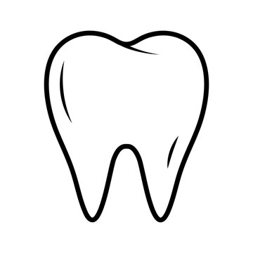 Tooth Linear doodle icon. Dental care. Dental treatment symbol. Corrective Orthodontics.