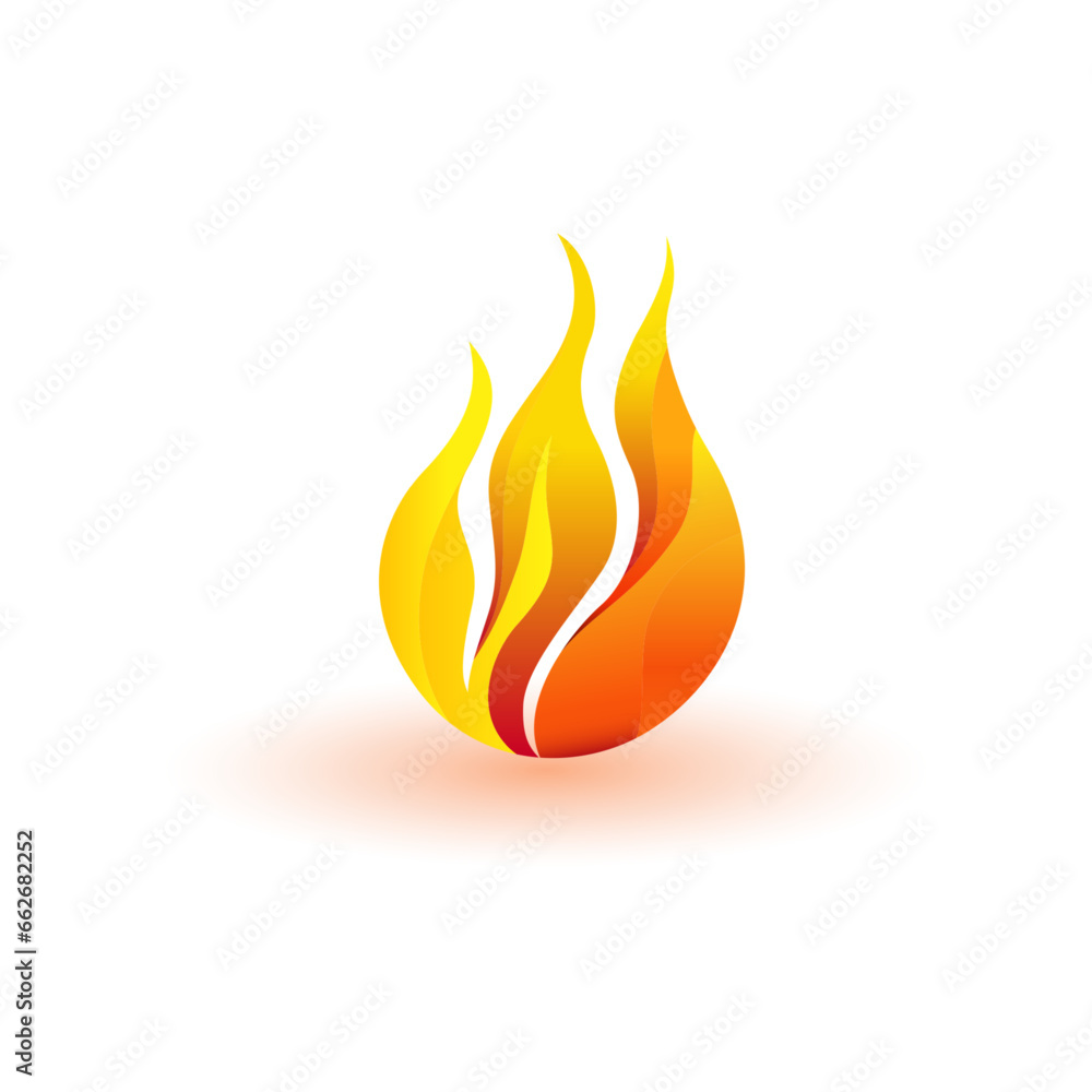 Wall mural Fire logo design. Colorful flame icon. Bright burning flame or bonfire.