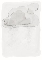 Ilustraci&oacute;n triste de nubes fondo gris. perfecto para cartelismo