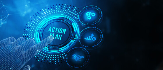 Business, Technology, Internet and network concept. Concept meaning proposed strategy or course of actions for certain time. 3d illustration