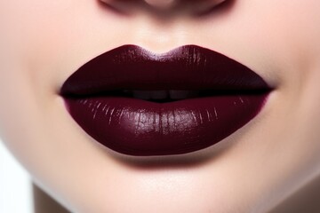 Obraz premium dark lipstick on a white surface contrasted with bright veneers