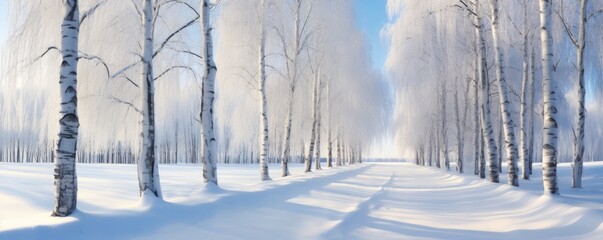 birch avenue on cold sunny winter day