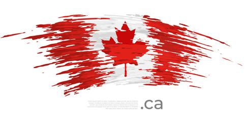 Canada flag. Brush painted canadian flag on a white background. Brush strokes, grunge. Vector design national poster, template. Place for text.  State patriotic banner of canada, cover. Copy space