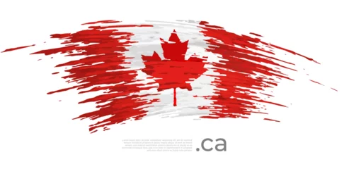 Foto op Plexiglas Canada flag. Brush painted canadian flag on a white background. Brush strokes, grunge. Vector design national poster, template. Place for text.  State patriotic banner of canada, cover. Copy space © valerybrozhinsky