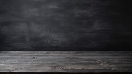 Obraz premium Dark wooden table and wooden wall with carbon pattern, for product display