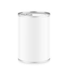 Hight realistic can with easy-open lid mockup. Vector illustration isolated on white background. Easy to use for presentation your product, idea, design. EPS10.
