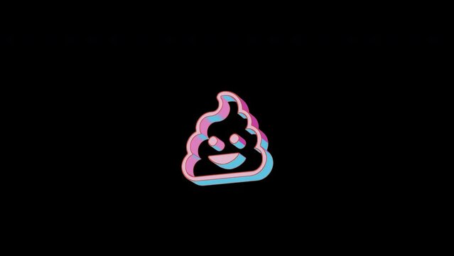 Bright poo icon is jumping merrily. Retro style. Alpha channel black. Looped from frame 120 to 240, Alpha BW at the end