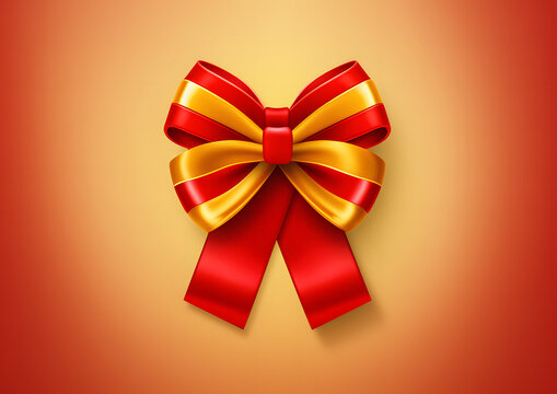 Golden Award Medal With Laurel Wreath And Red Ribbon  On Gradient Background
