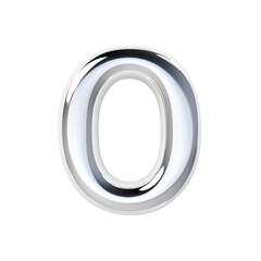 Glossy number 0, isolated.