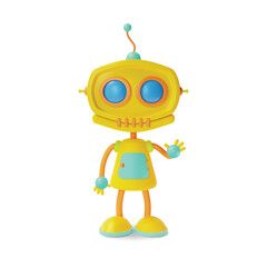 3d Kid Toy Robot Cartoon Style Game and Education Concept Isolated on a White Background. Vector illustration of Cyborg