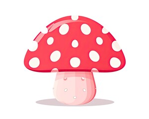 Whimsical Illustrated Scene of Vibrant Red Fly Agaric Mushrooms in a Magical Forest. Generative AI