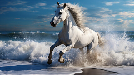 Obraz na płótnie Canvas Horse galloping seaside