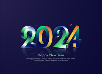 Creative 2024 new year celebration greeting card and social media post design template. 3D 2024 Happy New Year logo text design for post