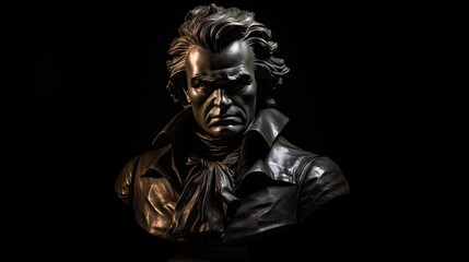 Bronze bust of Ludwig van Beethoven - obrazy, fototapety, plakaty