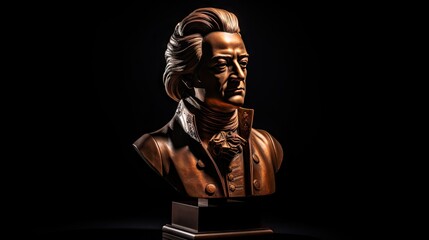 Fototapeta na wymiar Bronze bust of Wolfgang Amadeus Mozart