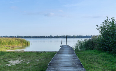 Deserted bathing area at Lake Arendsee with a jetty
