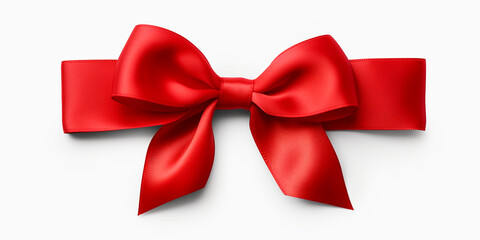Red ribbon, white background.