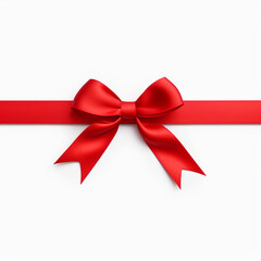 Red ribbon, white background.