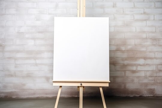 image of a wooden easel with an unfinished canvas