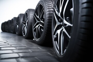 detailed image of electric vehicle tires on a clean background - obrazy, fototapety, plakaty