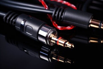 audio jacks smoothly polished connector against black