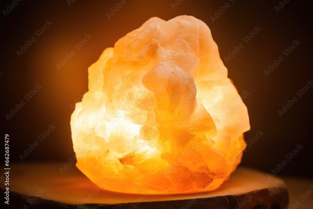 Poster warm light illuminating from a translucent stone salt lamp