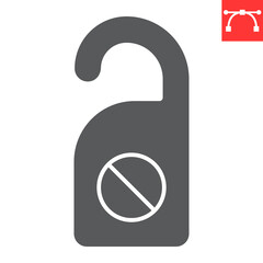 Door hanger glyph icon, door tag and hotel, do not disturb vector icon, vector graphics, editable stroke solid sign, eps 10.