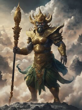 Thao Wessuwan The giant god according to Indus Thai legend is often created as a statue in front of the temple gate.