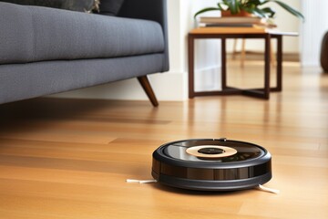 automated vacuum cleaner navigating a carpeted room