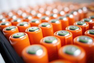 rechargeable batteries nestled in a grid - obrazy, fototapety, plakaty