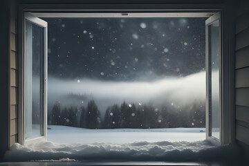 window with snow