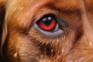 close-up of a dogs red, watery eye