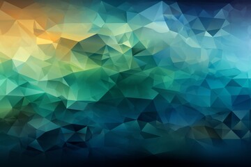 Background of blue and green gradient triangles forming a visually appealing design, Generative AI