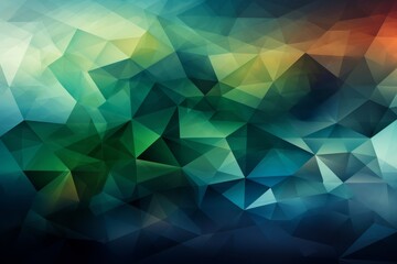 Background of green and blue gradient triangles forming a dynamic composition, Generative AI