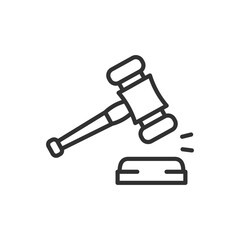 Gavel of Justice, linear icon. Line with editable stroke