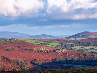 View from Haytor at sunrise devon Dartmoor 