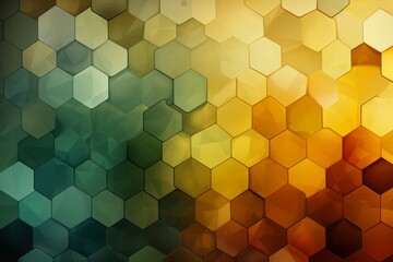 Background of yellow and green gradient pentagons in an abstract composition, Generative AI